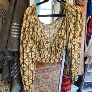 Urban Outfitters Colorful Ballon Sleeve Crop Top